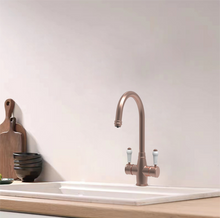 Load image into Gallery viewer, Pro 3 in 1 Traditional Style Instant Boiling Water Tap Chrome with White Ceramic Levers